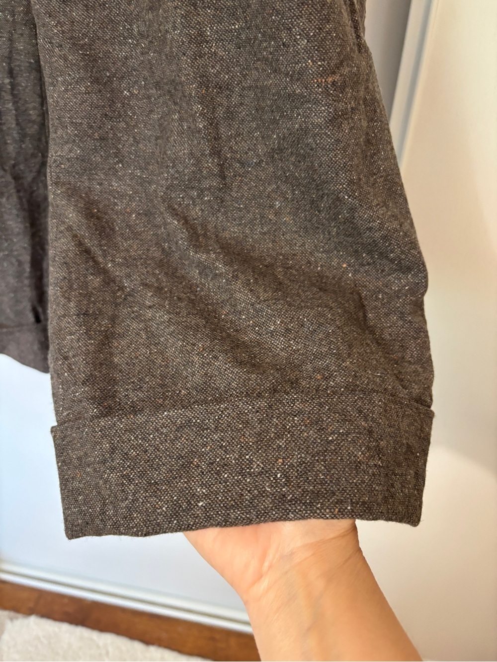 Vintage Pendleton Pants Size 16 Brown Wide-Leg Cuffed Ankle Trousers Wool Tweed - Picture 4 of 11